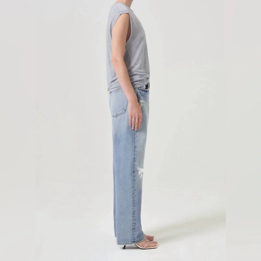Agolde 90’s Mid Rise Distressed Straight Leg Jeans Size 28 $268 - Picture 3 of 7